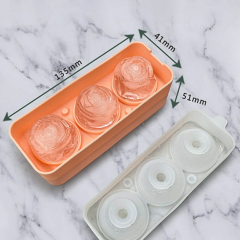 3D Rose Ice Molds,2 Inch Large Ice Cube Trays, Make 4 Giant Cute Flower  Shape Ice, Silicone Rubber Fun Big Ice Ball Maker for Cocktails Juice  Whiskey