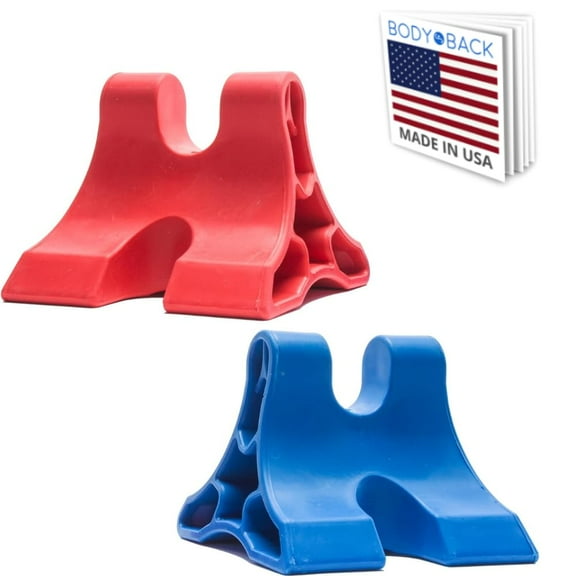 DaVinci Tool Red Flex & Blue Firm - USA Made - Extra Firm Neck Tension Relief & Pressure Point Massage Tool | Occipital Release, Cervical Traction, Suboccipital Release, and Neck Stretcher