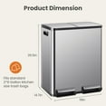 thumbnail image 6 of Simenmax 60L Dual Compartment Trash Can with Lid, Stainless Steel Sealed Garbage Bin, Soft-Close Pedal Operation for Kitchen, Office, Home, 6 of 8