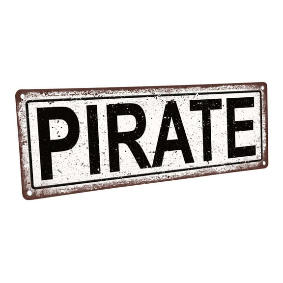Pirate 4"x12" Metal Sign, Wall Décor for Home and Office