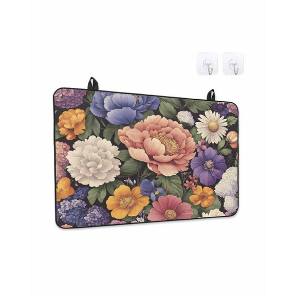 Colorful Spring Floral Stove Top Covers for Electric Stove, Kitchen Glass Ceramic Electric Cooktop Covers 28.5"x20.5", Botanical Summer Retro HeatResistant Oven/Countertop/Dishwasher/Sink Protector