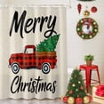 thumbnail image 5 of Merry Christmas Shower Curtains for Bathroom, Winter Red Plaid Truck Xmas Tree Linen Waterproof Fabric Shower Curtain for Bathroom Bathtub Decoration, Machine Washable, 72"x84", 5 of 9