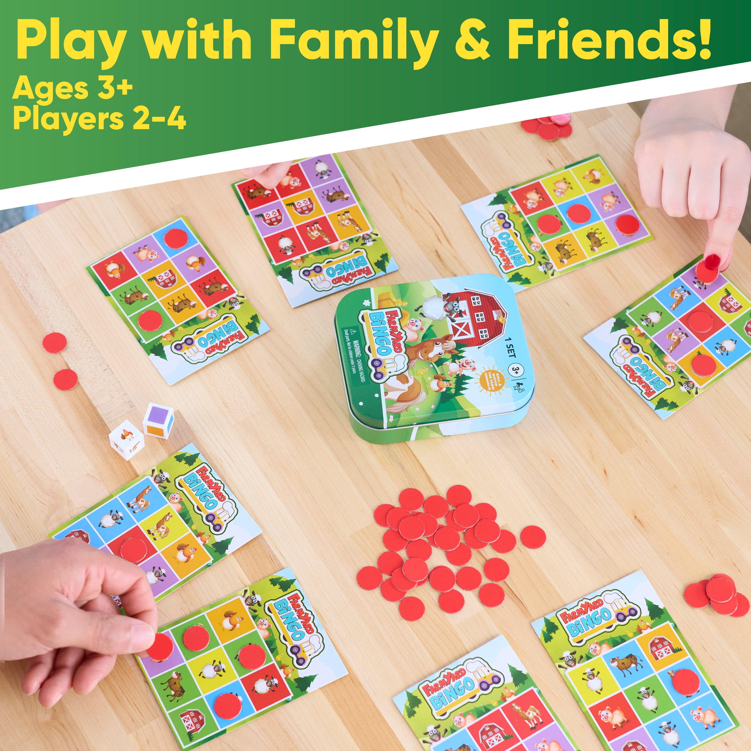 Just Play Farmyard Bingo Travel Game Tin, Kida Ages 3 and up (Walmart Exclusive)