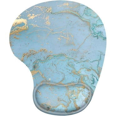 Ergonomic Rubber Mouse Pad with Memory Gel Foam Wrist Rest Support Gaming Laptop Non-Slip Mouse Mat with Wrist Rest for Office Working (Marble Blue Mousepad) Marble Blue