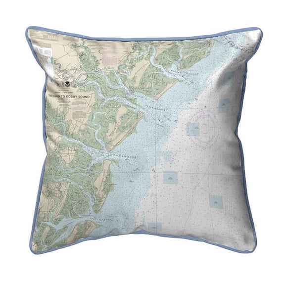 Betsy Drake ZP11509 Tybee Island to Doboy Sound, GA Nautical Map Extra Large Zippered Indoor & Outdoor Pillow - 22 x 22 in.