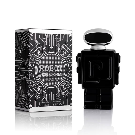 Robot Noir Eau De Parfum 100ml – Fresh Woody Scent with Cardamom, Bergamot, Vanilla & Haitian Vetiver