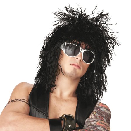 Rocking Dude Black Halloween Costume Wig, for Adult