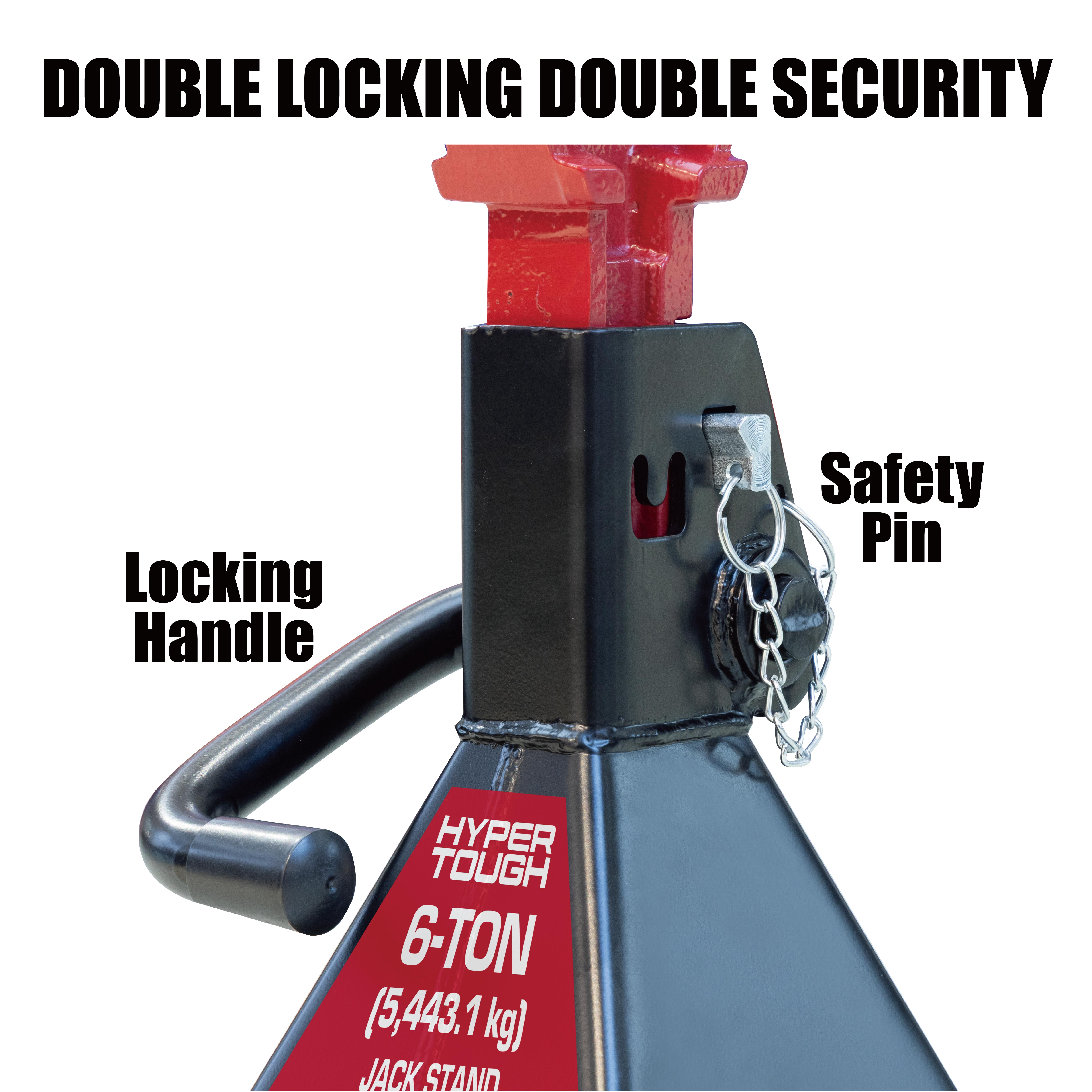 Hyper Tough T46002CW Heavy Duty Steel 6 Ton Jack Stands with Locking Pin