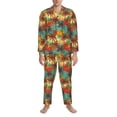 thumbnail image 3 of Fotbe Colorful Hawaii Palms Pijama de Hombre con Estampado de Manga Larga, Conjunto de 2 Piezas, Ropa de Dormir Suave y Cómoda con Bolsillos-Small, 3 of 7