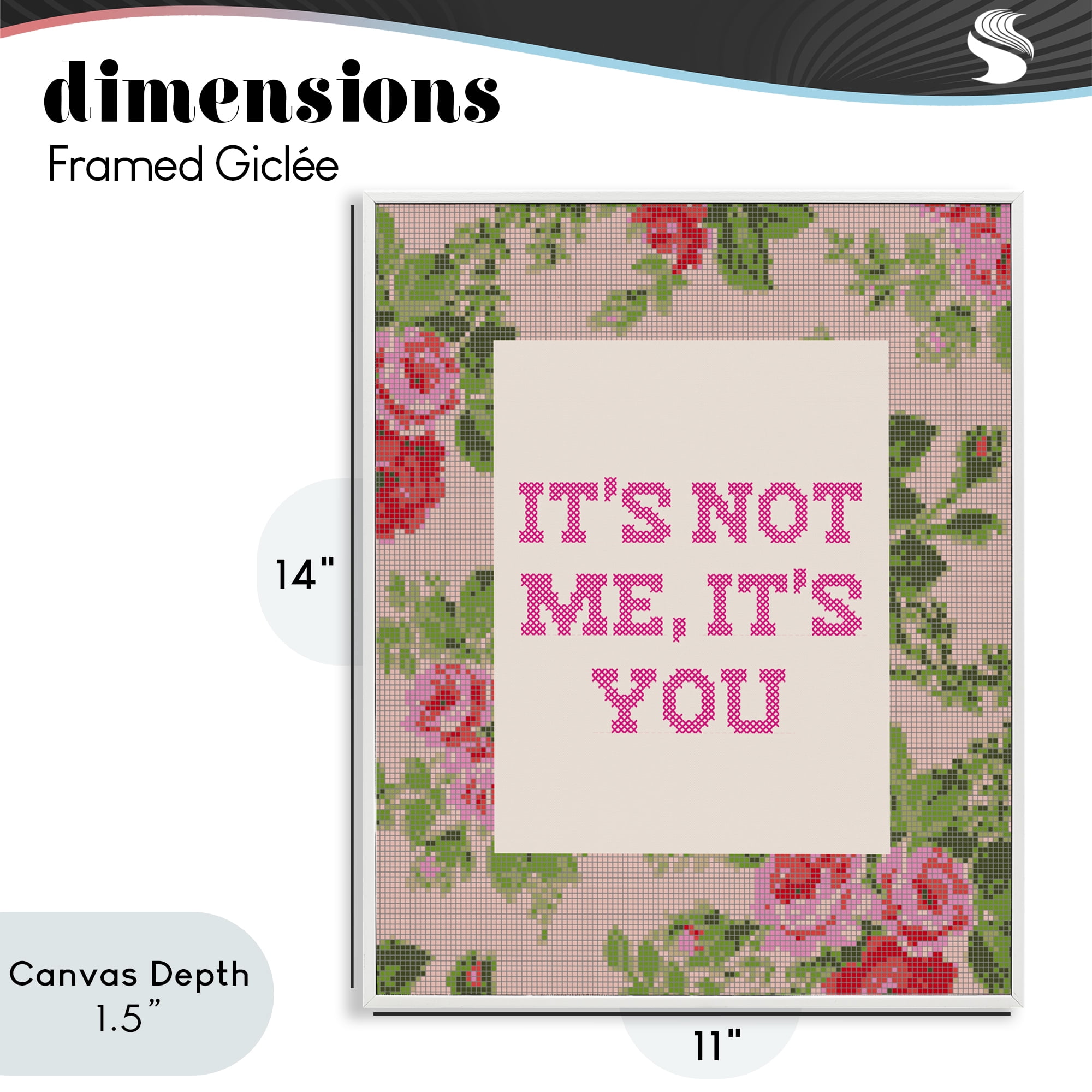 Stupell Industries Not Me It's You Faux Cross Stitch White Framed Giclee Art, design by Lil' Rue