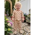 thumbnail image 3 of Loicainy Baby Toddler Girls Fall Outfit 6 12 18 24 Months 2T 3T 4T 5T Stripes Dots Print Long Sleeve T-shirt with Pants Clothes Set, 3 of 9