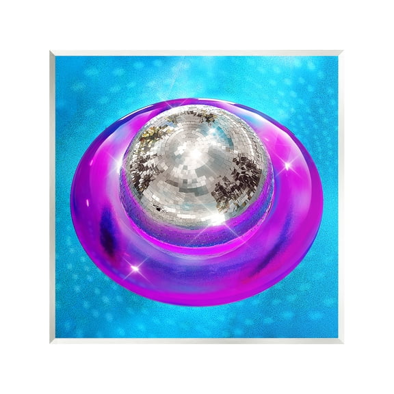 Stupell Industries Disco Ball in Pool Abstract Painting Unframed Art Print Wall Art, 12 x 12