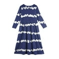 thumbnail image 4 of Abcomgle Girls Maxi Dresses 10-12 Casual A-Line Long Sleeve Girls Long Dresses Striped Colorblock Sundresses Summer Crew Neck Swing Dresses with Pockets,Blue, 4 of 5