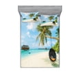 thumbnail image 2 of Ambesonne Colorful Fitted Sheet & Pillow Sham Set, Exotic Maldives Sea, Twinxl, Multicolor, 2 of 3