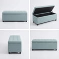 thumbnail image 5 of Storage Ottoman Bench, Tufted Ottoman, Bench with Safety Hinges and Wooden Legs, Solid Wood Frame for Bedroom, Living Room, Entryway, 49.75 Inch Wide, Baby Blue, 5 of 8