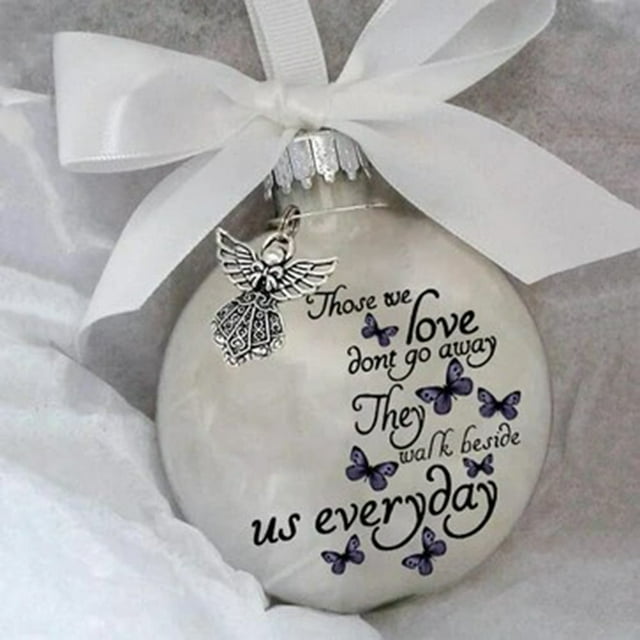 PENGXIANG Christmas Ornament Handmade Butterfly Printed Attractive Decorative Commemorate Festive Embellishment Accessory Christmas Name Feather Memory Bauble for Holiday Style A One Size