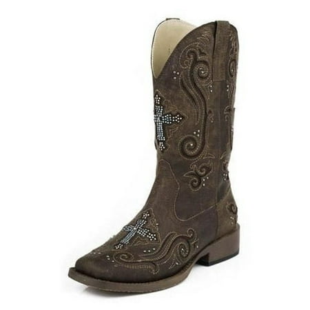 - Roper Western Boots Womens Cross Crystal Brown 09-021-1901-0937 BR