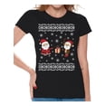 thumbnail image 1 of Santa Shirt for Women Christmas Tee for Her Merry Christmas T-Shirt Funny Santa's Reindeer T Shirts Santa's Gifts Stylish Deer Top Xmas Gifts Happy Holidays T Shirt Xmas 2020 Outfit, 1 of 4