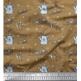 thumbnail image 1 of Soimoi Brown Silk Fabric Windmill & Watering Can Garden Accessories Print Fabric by Yard 42 Inch Wide, 1 of 3