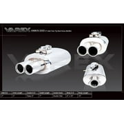 XForce VMK5-300 Varex Universal Oval Muffler, 3" Flanged Inlet, Twin 3" Double Wall Tips