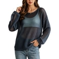 thumbnail image 4 of Qingpeng Womens Crochet Hollow Out Tops Summer Long Sleeve Cover Ups Fashion Fall Casual Outfits Streetwear for Women, 4 of 9