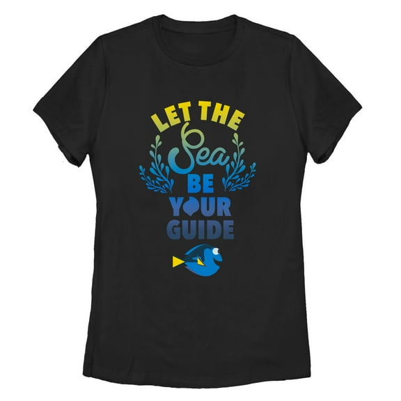 Women's Finding Dory Let the Sea be Your Guide Graphic Tee Black Small