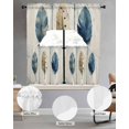 thumbnail image 2 of Boho Blue Feathers Swag Kitchen Curtains Sets for Windows 24 Inch Length, Rustic Retro Wooden Board Short Window Curtain Panels Swags Valances and Tiers 3 Piece Set for Cafe/Dining Room, 2 of 5