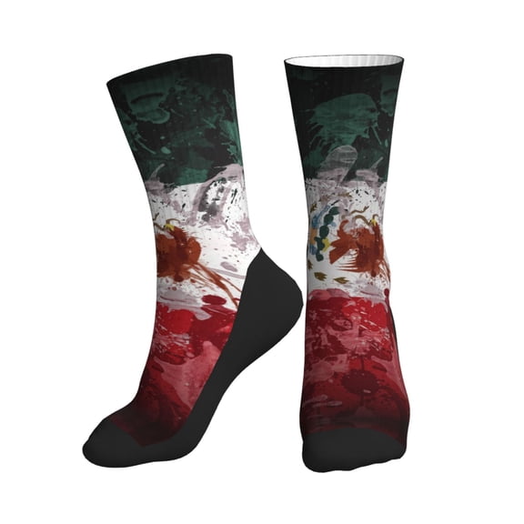 Mens Womens Mexico Flag Hiker Cushion Crew Socks