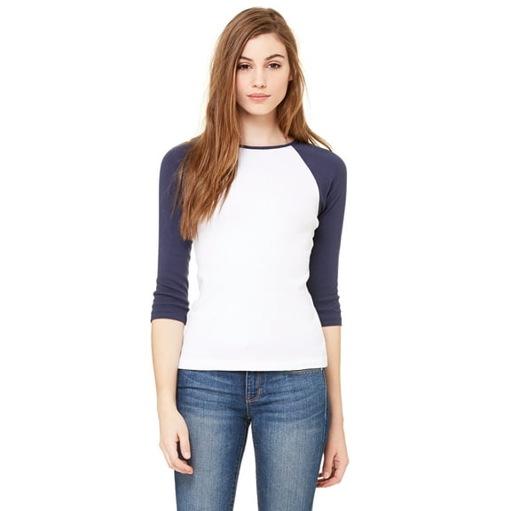 Bella + Canvas Ladies' Baby Rib 3/4-Sleeve Contrast Raglan T-Shirt - B2000
