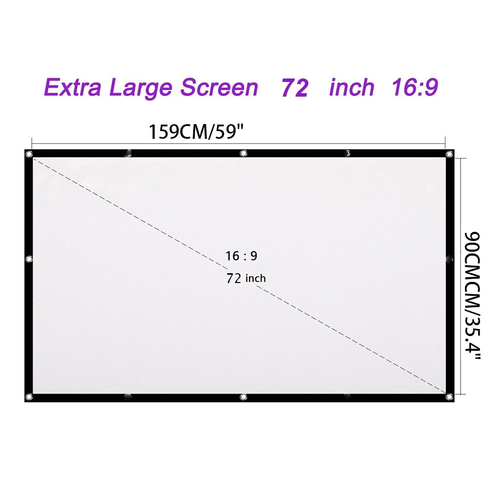 Generic 72 inch Projector Screen,16:9 HD Projection Screen Outdoor Indoor Portable Polyester Fabric Homehold Movie Screen 