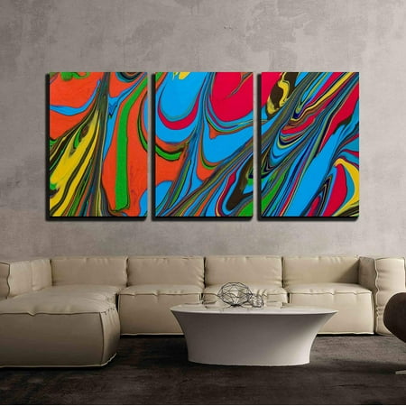wall26 - 3 Piece Canvas Wall Art - Close Up of Different Color Oil Paint - Modern Home Decor Stretched and Framed Ready to Hang - 16"x24"x3 Panels