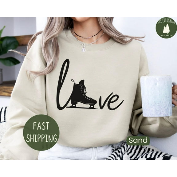 Velto Ice Skating Love Winter Sports Trendy Skater Gift Graphic Sweatshirt Full size S-5XL