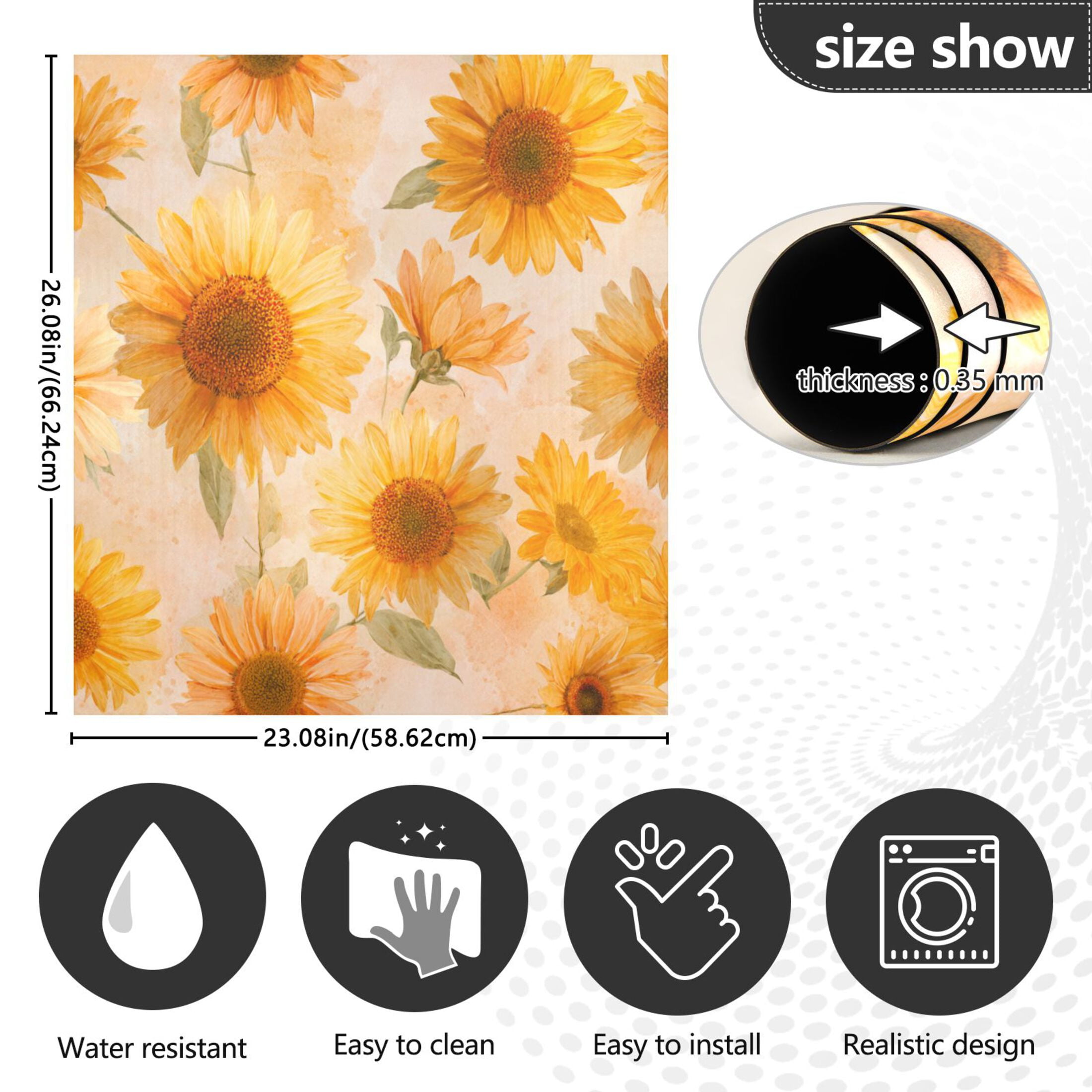 Dishwasher Magnetic Refrigerator Magnet Cover Sticker Home Decorative 23"x26" Pastel-toned Sunflowers Pattern