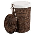 thumbnail image 3 of Seagrass Laundry Hamper with Liner | Round Clothes Bin with Lid | Cut-Out Handles for Easy Transport | Includes Machine Washable Canvas Liner | Espresso, 3 of 9