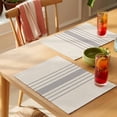 thumbnail image 4 of Grey Striped Placemats Set of 4 Beige Geometric Modern Minimalist Place Mats Indoor Wipeable Table Mats Washable Cloth Dining Table Placemats for Kitchen Holiday Party Home Decor 13x19 Inch, 4 of 9
