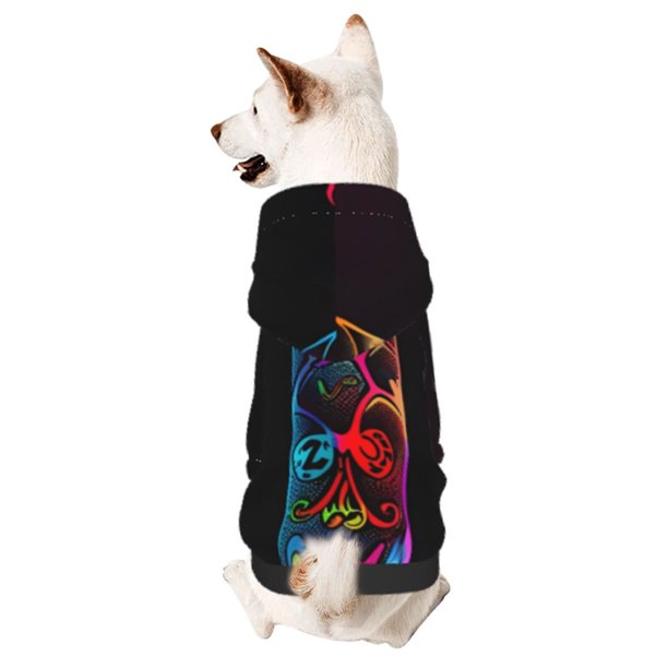 Balery Neon Psychedelic Giraffe Sudadera con Capucha para Perros Pequeños – Ropa para Mascotas, Disfraz para Perros y Gatos, Ideal para Fiestas y Cosplay-XX-Large