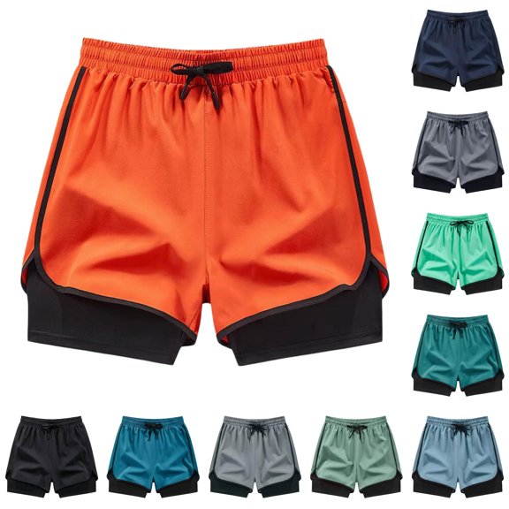 HAYIMI Workout Shorts Women Two Layer Athletic For Flowy Fit Secure Inner Short Lightweight Running Summer Solid Color Dressy 2026 Vacation Beach Bottoms, Orange, L