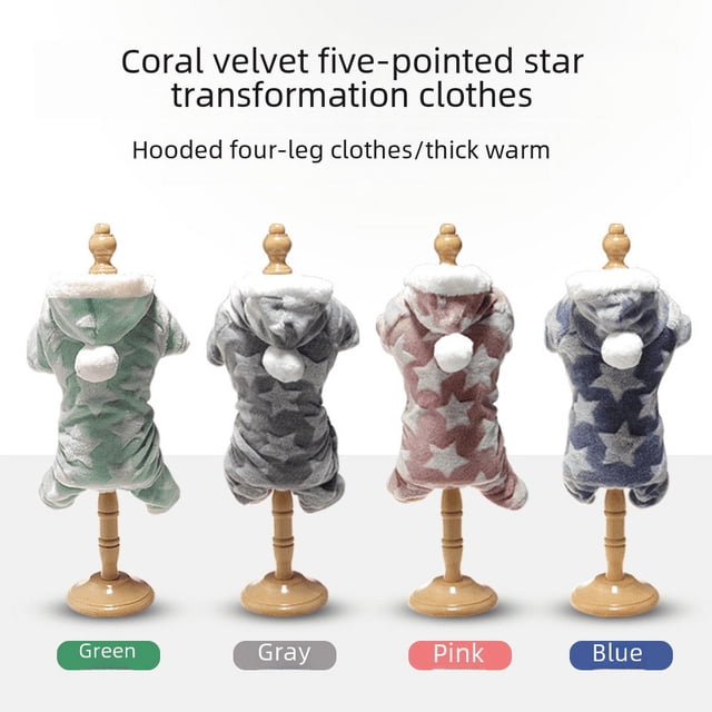 Ropa de franela para perros de cuatro patas, cálida y resistente al frío, con ositos de peluche, lindas prendas con capucha, ropa transformable para mascotas