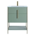 thumbnail image 3 of Fine Fixtures Serenity 24 in. W x 18 in. D x 33.5 in. H Bathroom Vanity in Mint Green with Glass Single Hole top with Satin Brass Hardware, 3 of 4