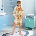 thumbnail image 5 of FORMRS Niños Bathrobe Unisex Hooded Robe Soft Plush Pajamas Sleepwear, Size 4-6T, Beige Geometric Pattern, 5 of 7