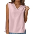 thumbnail image 1 of Hiiyo Women's Plus Size Summer Cotton Linen Tank Top Solid Color V Neck Sleeveless Tops, Red XXXXL, 1 of 4