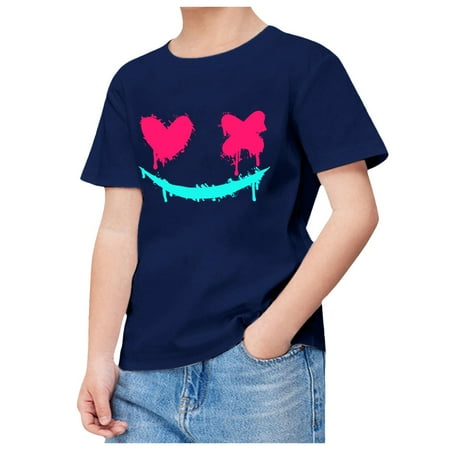 

ZMHEGW Children s Printed Short Sleeved T Shirt Toddler Boys Girls T Shirts