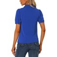 thumbnail image 3 of INSPIRE CHIC Women's Collared Top Peter Pan Collar Short Sleeve Button Front Shirts L Royal Blue, 3 of 7
