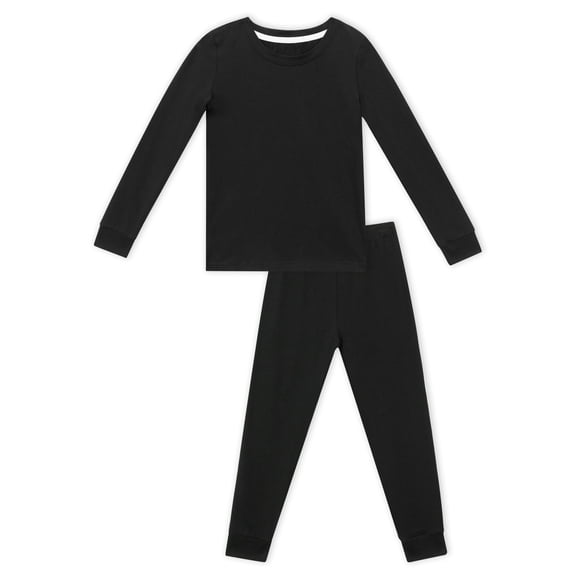 NIPAXO Kids Pajama Set Long Sleeve Crewneck Cotton-Blend Soft Lounge Top and Leggings Solid Color Casual Sleepwear for Boys and Girls