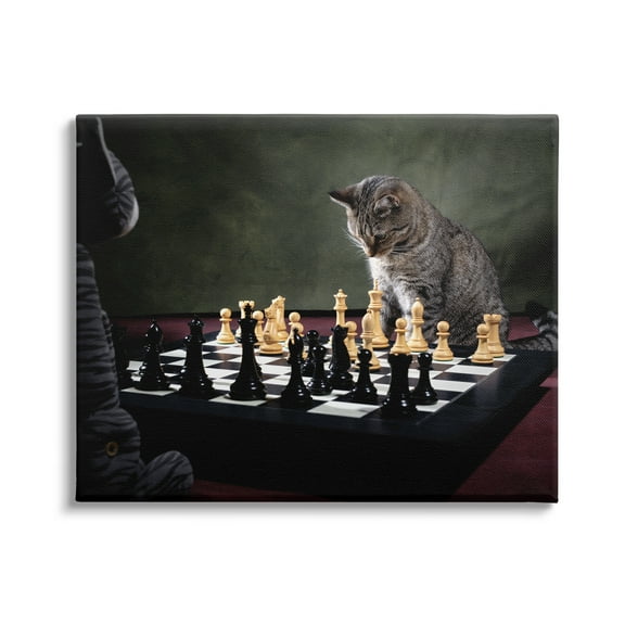 Stupell Industries Cats Playing Chess Animals & Insects Photography Gallery Wrapped Canvas Art Print Wall Art, 40 x 30