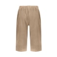 thumbnail image 6 of HAJWOH Women Summer Pull On Linen Bermuda Shorts Knee Length Gauze Beach Capris with Pockets, 6 of 6