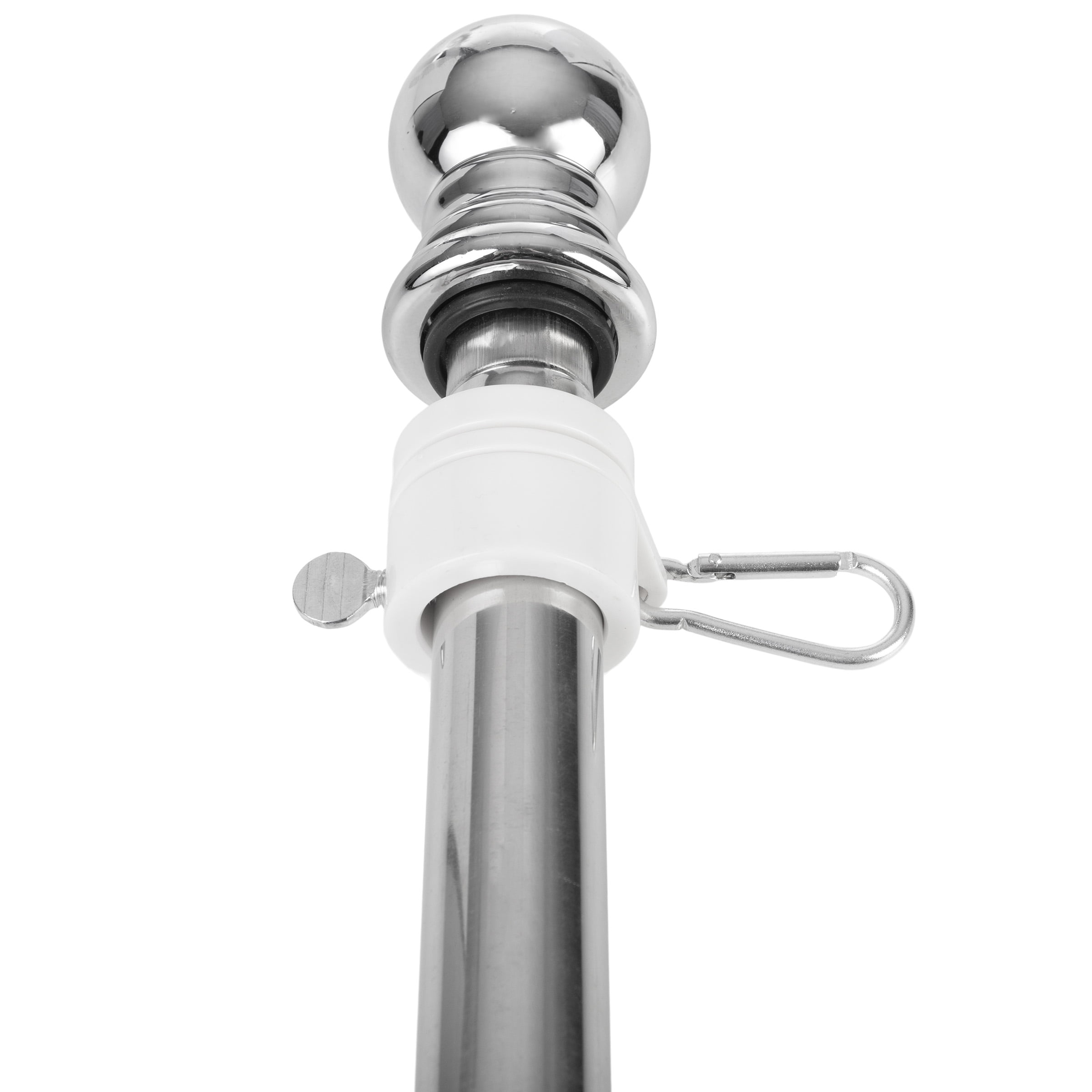 Pure Garden 6ft Stainless-Steel Flag Pole Kit with Rotating Rings, Silver