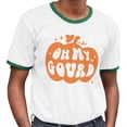 thumbnail image 2 of Pumpkin Oh My Gourd Ringer Tee Shirt Unisex Small White/Kelly Green, 2 of 5