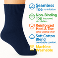 thumbnail image 5 of Women's Diabetic Ankle Socks - 3 Pairs, Soft Cotton, Non-Binding, Seamless Toe, Circulation Support, Shoe Size 5-7 (Dark Navy), 5 of 9