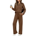 thumbnail image 2 of Dweltoz Women's 2 Piece Lounge Sets Long Sleeve Pullover Sweatshirts Matching Wide Leg Pants 2026 Dressy Casual Travel Tracksuit Matching Sets,Coffee XL, 2 of 7